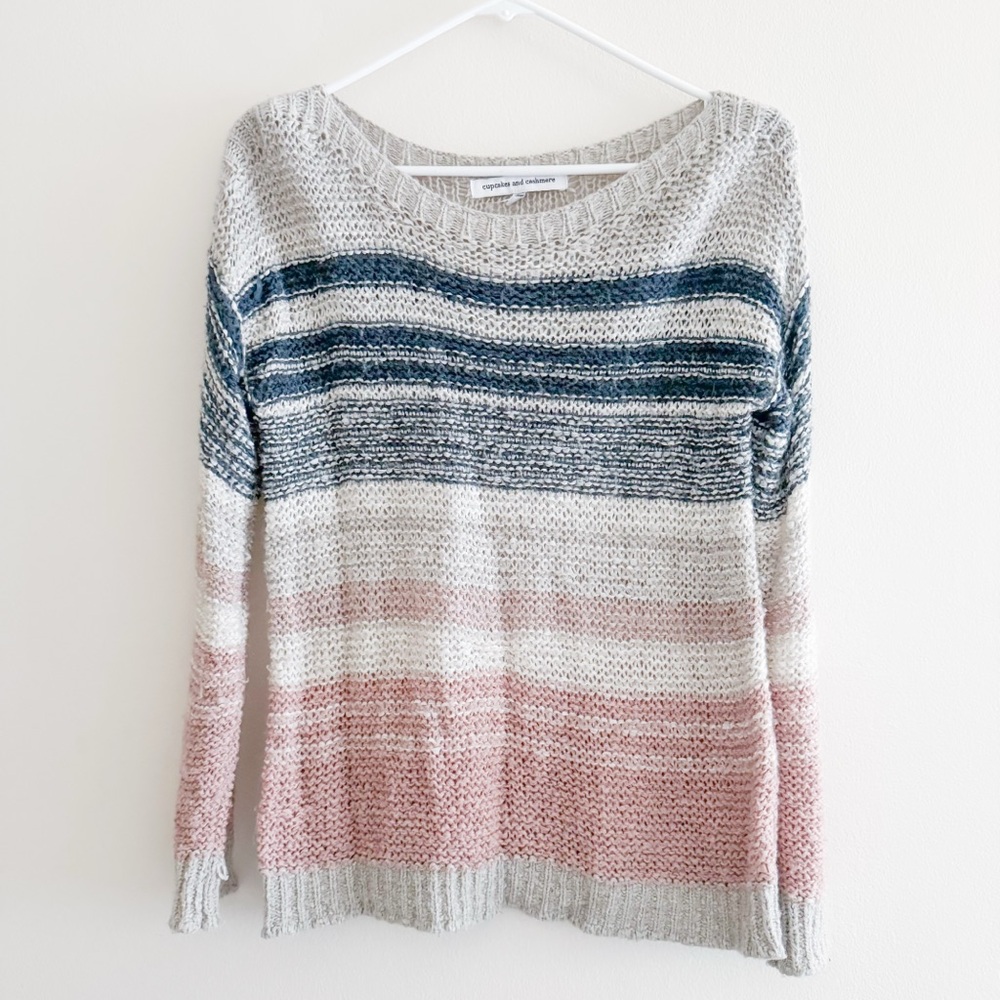 Cupcakes and Cashmere Open Knit Striped Sweater